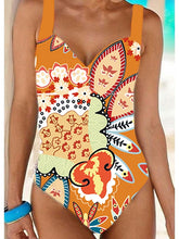 Women's Swimwear One Piece Monokini Bathing Suits Normal Swimsuit High Waisted Print Floral Print Orange Padded V Wire Bathing Suits Sports Vacation Sexy / Strap / New / Strap