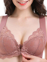 Women's Lace Bras Fixed Straps Sheer Bras Full Coverage V Neck Breathable Lace Pure Color Front Closure Date Casual Daily