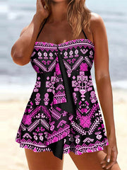 Women's Swimwear Swimdresses Normal Swimsuit 2 Piece Printing Geometic Yellow Pink Blue Bathing Suits Sports Beach Wear Summer