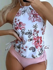 Women's Swimwear Tankini 2 Piece Normal Swimsuit 2 Piece Printing Floral Pink Bathing Suits Sports Beach Wear Summer