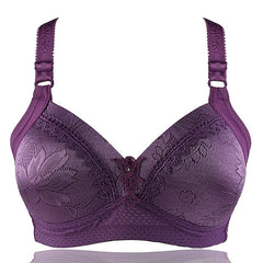 Women's Wireless Bras Full Coverage Pure Color Hook & Eye Cotton 1PC Plus Size