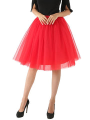 Women's Skirt Swing Tutu Knee-length Organza Black White Pink Wine Skirts Summer Pleated Layered Tulle Lined Active Streetwear Carnival Costumes Ladies Holiday Valentine's Day