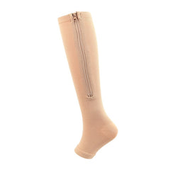Zippered Compression Sports Socks - Long Leg Elastic Support