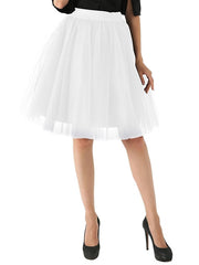 Women's Skirt Swing Tutu Knee-length Organza Black White Pink Wine Skirts Summer Pleated Layered Tulle Lined Active Streetwear Carnival Costumes Ladies Holiday Valentine's Day