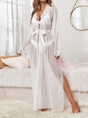 Women's Sexy Lace V-Neck Maxi Sheath Dress - Classic Bow Party Wear