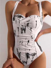 Women's Swimwear One Piece Monokini Bathing Suits Normal Swimsuit High Waisted Tie Dye White Padded Strap Bathing Suits Sports Vacation Sexy / New