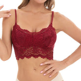 Women's Lace Bras Fixed Straps Sheer Bras Full Coverage V Neck Breathable Push Up Lace Pure Color Pull-On Closure Date