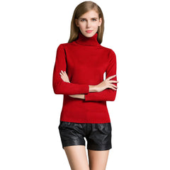 Women's Winter Turtle Neck Ribbed Knit Sweater Pullover