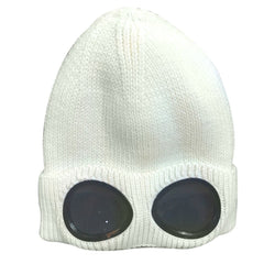 Warm Winter Knitted Beanie with Removable Glasses, Plush Lining, Unisex Ski Cap for Outdoor Activities