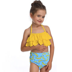 Trendy Girls Summer Floral Print Sleeveless Beachwear Two Pieces