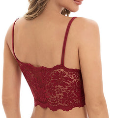 Women's Lace Bras Fixed Straps Sheer Bras Full Coverage V Neck Breathable Push Up Lace Pure Color Pull-On Closure Date