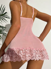 Women's Sexy Lace Backless Mini Sheath Dress - Solid Color Party Slip Dress