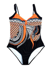 Women's Swimwear One Piece Monokini Bathing Suits Plus Size Swimsuit Backless Tummy Control for Big Busts Floral Abstract Wine Green White Blue Purple Plunge Bathing Suits New Basic St. Patrick's Day