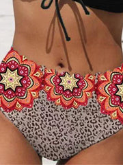 Women's Swimwear Bikini 2 Piece Plus Size Swimsuit Lace up Open Back Printing High Waisted Floral Leopard Black V Wire Bathing Suits New Stylish Vacation / Sexy