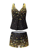 Women's High Waisted Color Block Tankini Swimsuit - Padded V Wire, Sexy Sports Vacation Wear