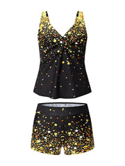 Women's High Waisted Color Block Tankini Swimsuit - Padded V Wire, Sexy Sports Vacation Wear