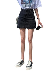Women's A Line Mini Denim Black Blue Grey Skirts Pocket Street Daily