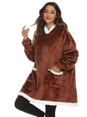 Couple's Pajamas Wearable Blanket Hoodie Fleece Oversized Winter Soft Warm Long Sleeve