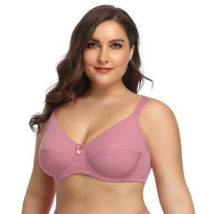 Women's Underwire Bras Full Coverage Pure Color Hook & Eye Nylon 1PC Plus Size