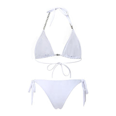 Women's Swimwear Bikini 2 Piece Normal Swimsuit Slim Solid Color White Black Yellow Orange Halter Padded Bathing Suits Sexy Party Active / Padded Bras