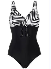 Women's Swimwear One Piece Monokini Bathing Suits Normal Swimsuit Modest Swimwear Tummy Control Color Block Striped Black Padded Strap Bathing Suits Sports Vacation Beach Wear