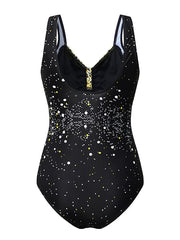 Women's Swimwear One Piece Monokini Bathing Suits Normal Swimsuit Tummy Control Solid Color Blue Green Golden Black Padded Strap Bathing Suits Sports Vacation Beach Wear