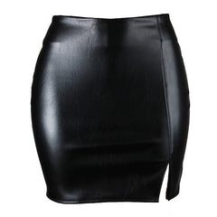 Women's Pencil Bodycon Mini PU Faux Leather Black Wine Skirts Summer Split Shiny Metallic Without Lining Sexy Night out&Special occasion Date