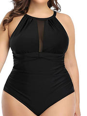 Plus Size Women's Floral Striped One Piece Swimsuit - Modern, Sexy, Padded, Vacation Swimwear