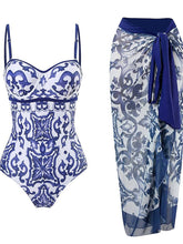 Women's Swimwear One Piece Monokini Bathing Suits Normal Swimsuit Tummy Control Open Back Printing High Waisted Flower Blue Navy Blue Strap Bathing Suits Sexy Vacation Fashion