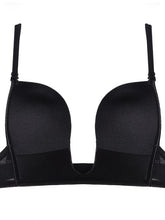 Women's Padded Bras Detachable Straps Demi Cup Shelf Bra Deep U Breathable Pure Color Hook & Eye