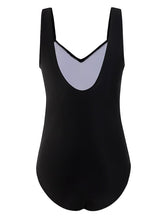 Women's One Piece Monokini Swimsuit, Tummy Control, Open Back, Color Block, Padded, Black, Modern Fashion