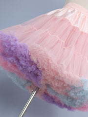 Women's Petticoat Mini Organza Pink Skirts Ruffle Layered Tulle Fashion Performance Casual Daily One-Size