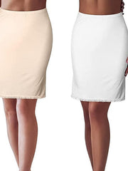 Women's Petticoat Above Knee Modal Nude white with lace Grey WIth Lace Black With Lace Skirts Lace Patchwork Basic Daily