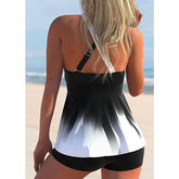 Women's Swimwear Tankini 2 Piece Plus Size Swimsuit 2 Piece Gradient Color White Blue Tank Top Bathing Suits Sports Summer