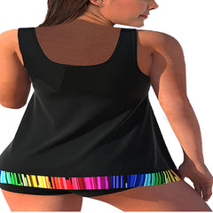 Women's Swimwear Tankini 2 Piece Normal Swimsuit Backless 2 Piece Printing Adjustable Print Multi Color Black Rainbow White Padded Strap Bathing Suits Sexy Vacation Beach Wear