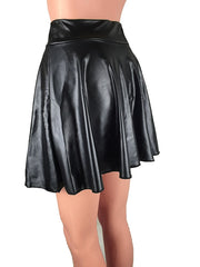 Women's Skirt Swing Above Knee Faux Leather Black Wine Blue Coffee Skirts Fashion Casual Daily