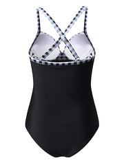 Women's Swimwear One Piece Monokini Normal Swimsuit Halter Tummy Control Open Back Printing High Waisted Leaf Leopard Leopard Black Pink Blue Green Padded V Wire Bathing Suits New Vacation Vintage