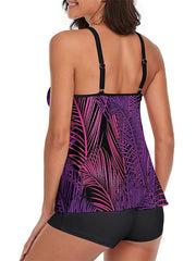 Women's Swimwear Tankini 2 Piece Normal Swimsuit 2 Piece Open Back Printing Floral Polka Dot Green White Black Blue Purple Padded Scoop Neck Bathing Suits New Vacation Holiday / Modern / Leaf / Strap
