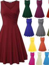 Women's Ruched V Neck Street Holiday Sleeveless Slim Elegant Dress