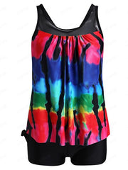 Women's Swimwear Tankini 2 Piece Normal Swimsuit 2 Piece Printing Polka Dot Tie Dye Black Red Blue Tank Top Bathing Suits Sports Beach Wear Summer