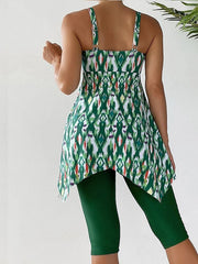 Women's Swimwear Beach Bottom Swimdresses Normal Swimsuit 2 Piece Printing Geometic Black Red Burgundy Green Bodysuit High Neck Bathing Suits Sports Beach Wear Summer