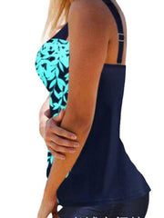 Women's Swimwear Tankini 2 Piece Normal Swimsuit 2 Piece Printing Leaf Lake blue White Yellow Blue Rose Red Tank Top Bathing Suits Sports Beach Wear Summer