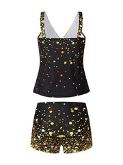 Women's High Waisted Color Block Tankini Swimsuit - Padded V Wire, Sexy Sports Vacation Wear