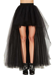 Women's Skirt & Dress Tutu Asymmetrical Chiffon Mesh Black White Red Fuchsia Skirts Summer Layered Tulle Lined Punk & Gothic Long Christmas Weddiing Guest One-Size