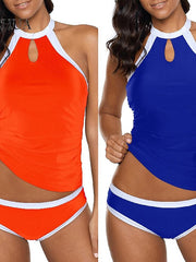 Women's Swimwear Tankini 2 Piece Normal Swimsuit 2 Piece Plain Blue Orange Tank Top Bathing Suits Sports Summer
