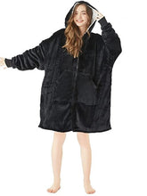 Women's Oversized Plush Fleece Hoodie Nightgown - Warm Winter Pajamas with Pocket, Long Sleeve for Home & Bed