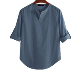 Cotton Solid Basic Men Tops Leisure Casual Shirt - Sheseelady