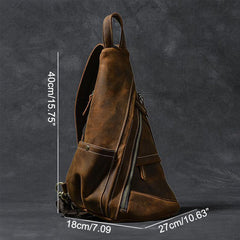 Men's Faux Leather Multi-Pocket Wear-Resistant Crossbody Chest Bag