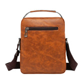 Men's Vintage PU Leather Crossbody Bag - Large Capacity, Zipper Decor, Shoulder Handbag