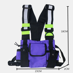 Men Women Oxford Vest Reflective Tactical Chest Bag Crossbody Bag Cool Bag